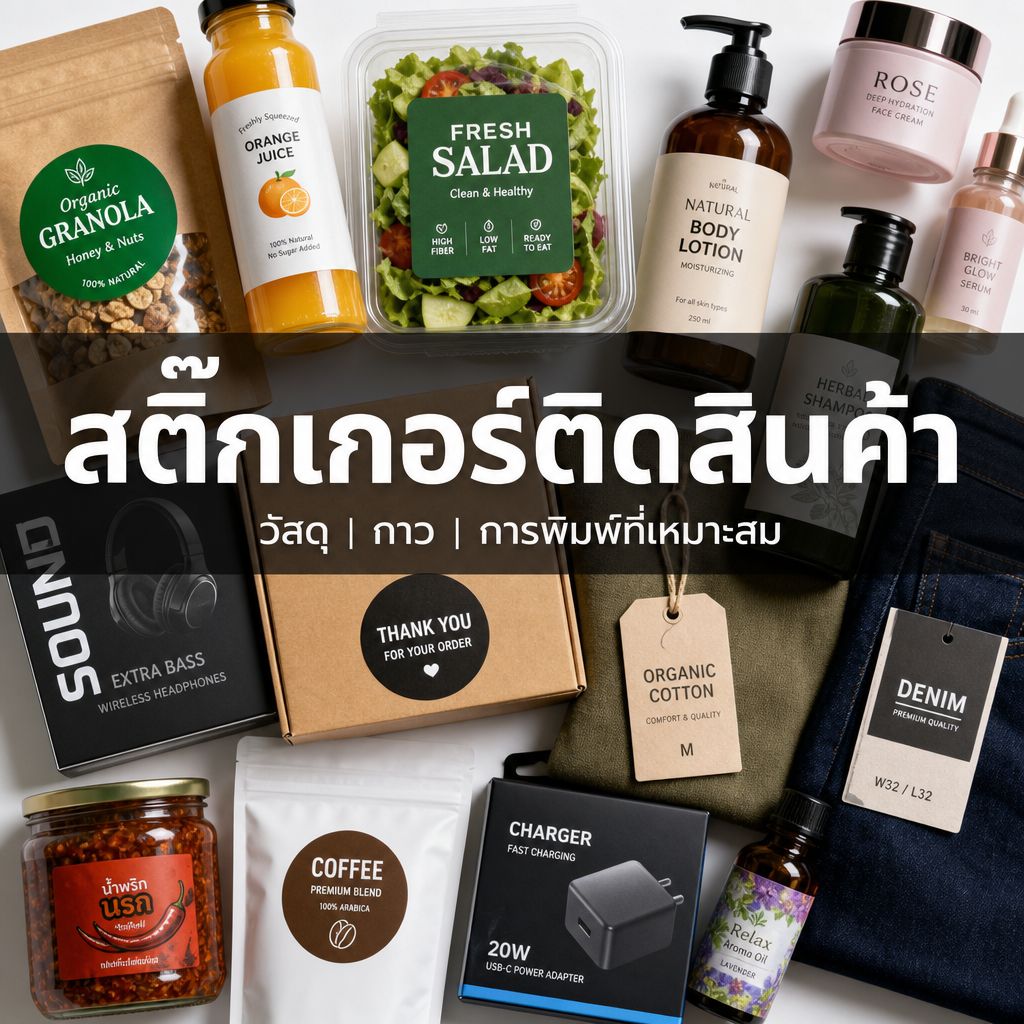สติ๊กเกอร์ติดสินค้า: คู่มือเลือกวัสดุ กาว และการพิมพ์ให้ตรงกับประเภทสินค้าและสภาพแวดล้อม